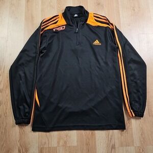 ADIDAS F50 Track Jacket Mens Large Y2k Black Orange 1/4 Zip Long Sleave Pullover